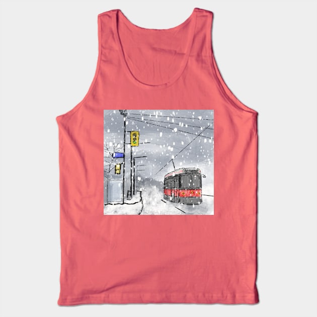 Toronto TTC winters day watercolor Tank Top by 3ric-